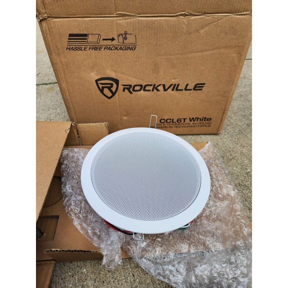 (4) Rockville CCL6T White 70V 6" Commercial Ceiling Speakers 4 Restaurant/Office